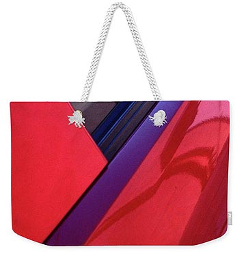 Striking modern brilliant red tote bag.