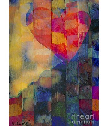 Red heart art greeting card.