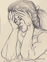 Charcoal figure drawing.