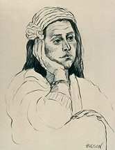 Newsprint female figure sketch.