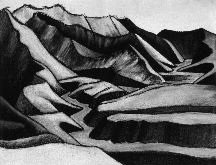 Alaska landscape abstract drawing.