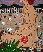 Tropical figure paintings.