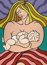 Mother and baby paintings.