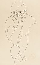 Abstract drawings of men.