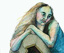 Contemporary portrait drawing women.