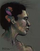 Black women portrait drawing.