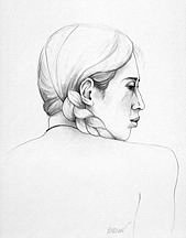 Portrait drawing of of Asian women