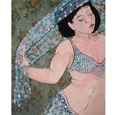 Playful figure drawing, belly dancer. Whimsical female figure drawing